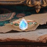 5 Prong Luxury Pear-Cut Moonstone Engagement Ring